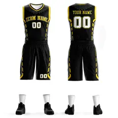 Black Yellow-Black Graffiti Oblique Bar Basketball Jersey