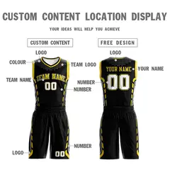 Black Yellow-Black Graffiti Oblique Bar Basketball Jersey 3