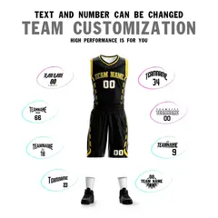 Black Yellow-Black Graffiti Oblique Bar Basketball Jersey 4