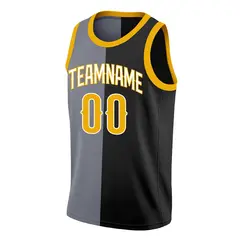 Black Yellow-Black Split Fashion Basketball Jersey 3