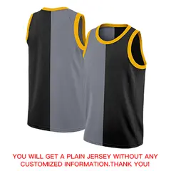 Black Yellow-Black Split Fashion Basketball Jersey 4