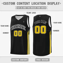 Black Yellow Classic Athletic Basketball Jersey 2