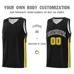 Black Yellow Classic Athletic Basketball Jersey 3