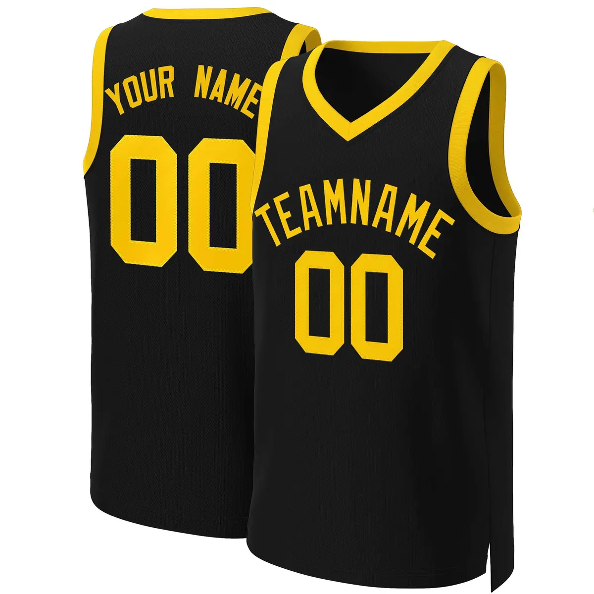 Black Yellow Classic Basketball Jersey