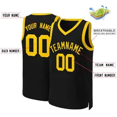 Black Yellow Classic Basketball Jersey 2