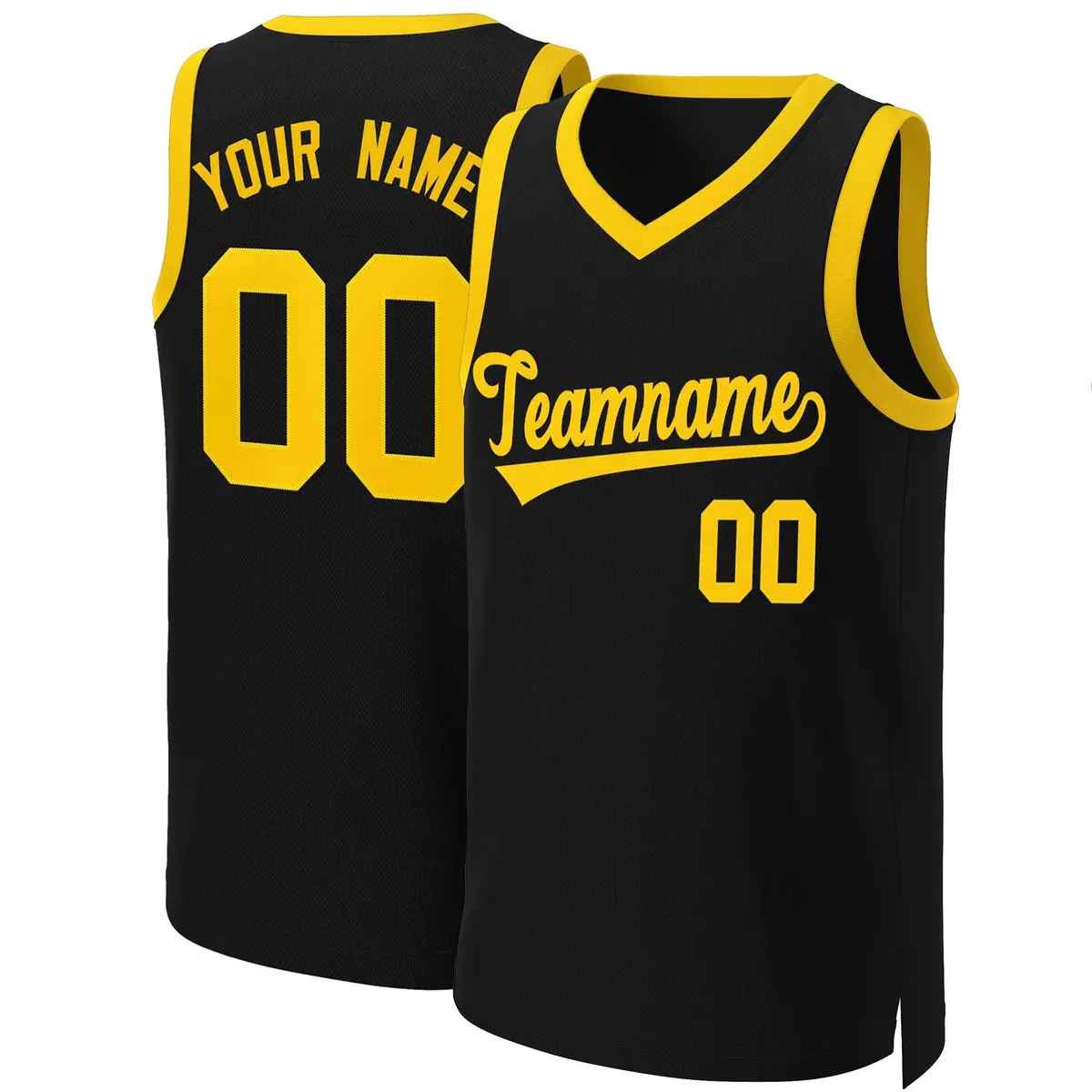 Black Yellow Classic Basketball Jersey