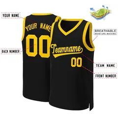 Black Yellow Classic Basketball Jersey 2