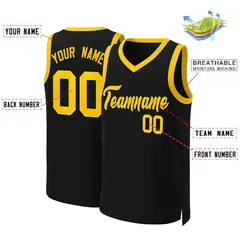 Black Yellow Classic Basketball Jersey 2