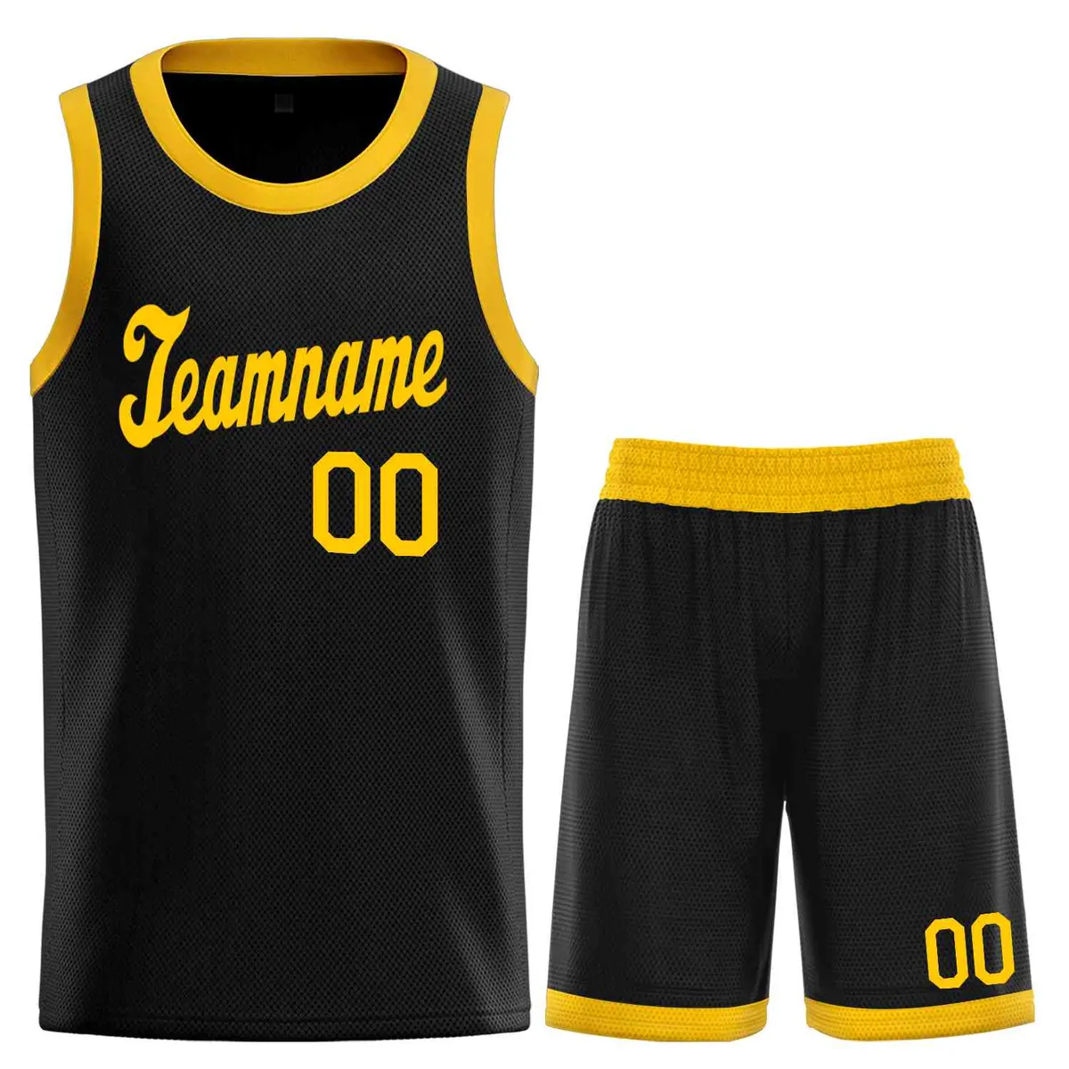 Black Yellow Classic Basketball Uniform Jersey