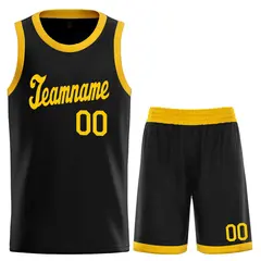 Black Yellow Classic Basketball Uniform Jersey