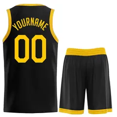 Black Yellow Classic Basketball Uniform Jersey 2