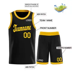 Black Yellow Classic Basketball Uniform Jersey 3