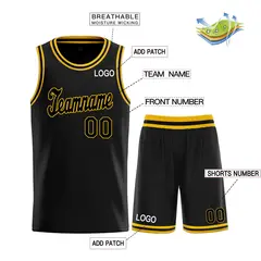 Black Yellow Classic Basketball Uniform Jersey 3