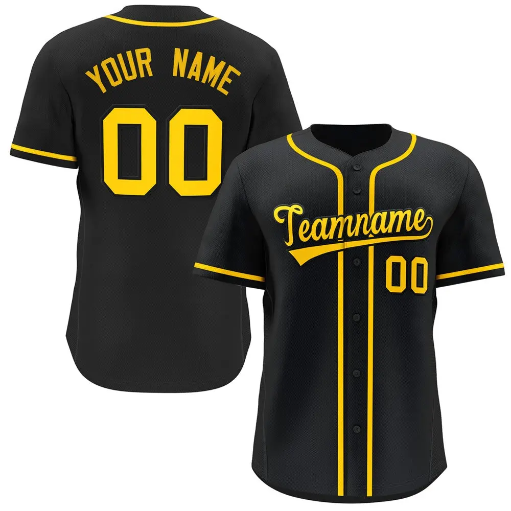 Black Yellow Classic Fashion Authentic Baseball Jersey