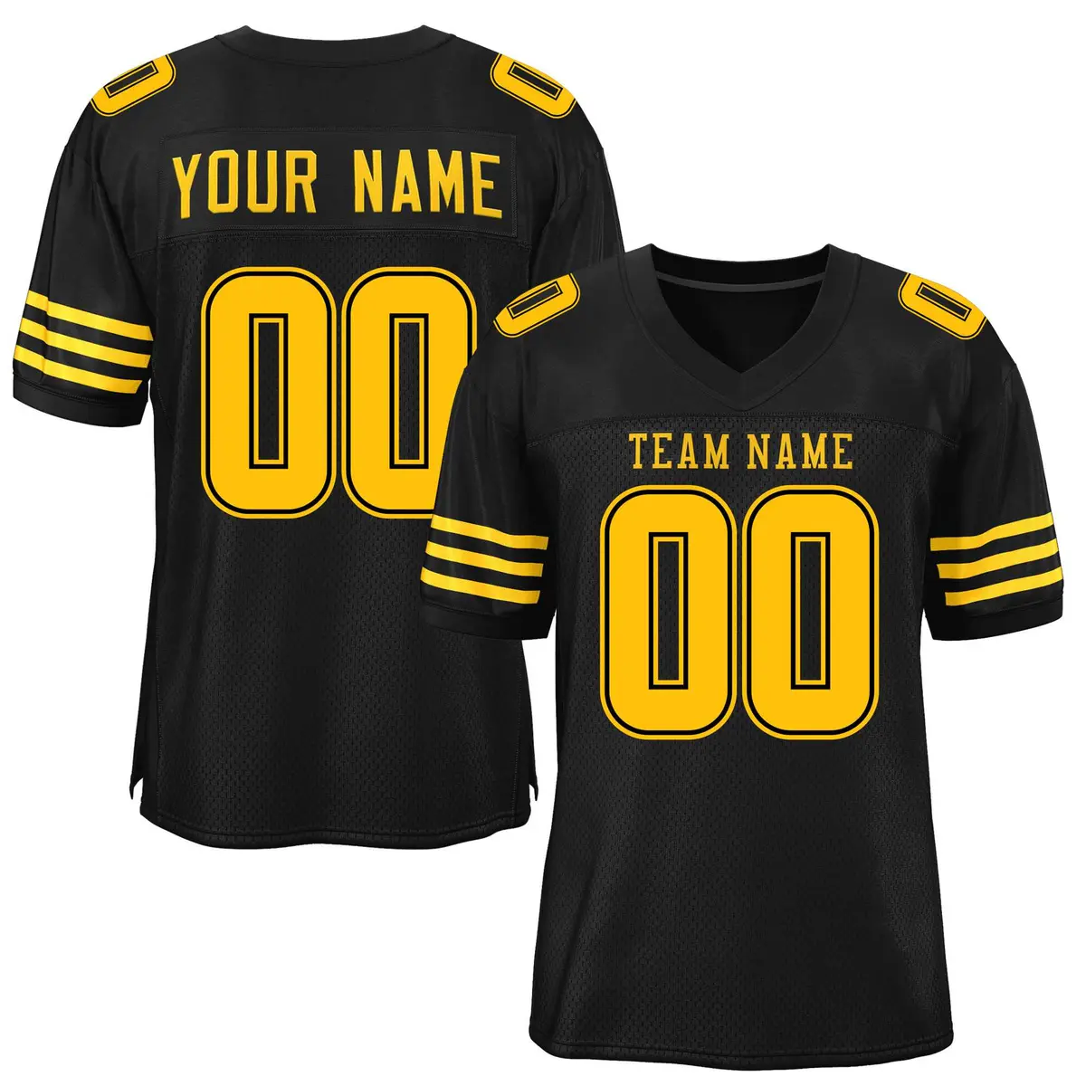 Black Yellow Classic Mesh Authentic Football Jersey