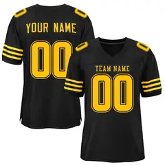 Black Yellow Classic Mesh Authentic Football Jersey