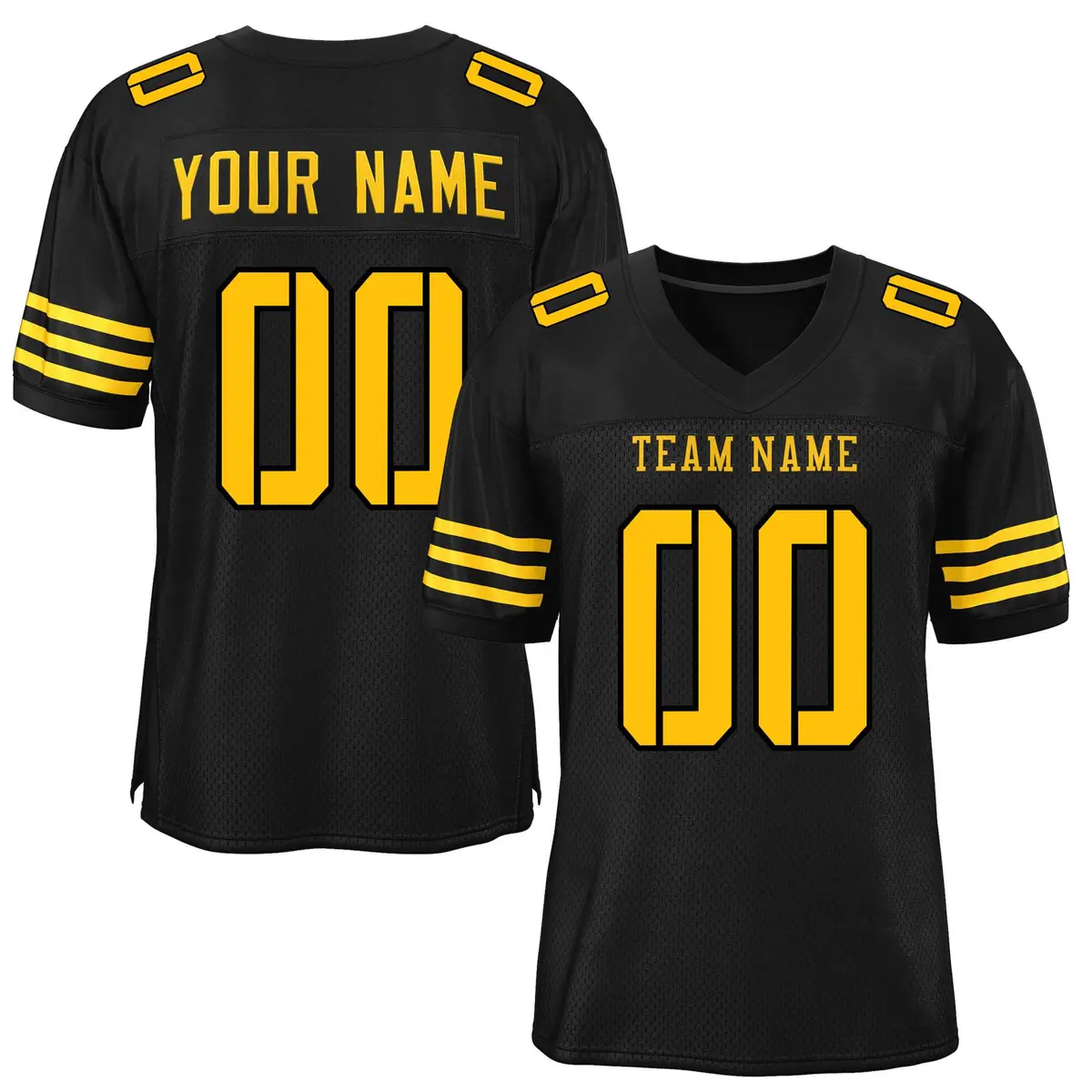 Black Yellow Classic Mesh Authentic Football Jersey