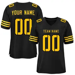 Black Yellow Classic Mesh Authentic Football Jersey
