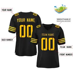 Black Yellow Classic Mesh Authentic Football Jersey 2