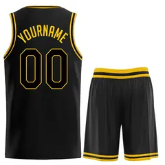 Black Yellow Classic Sets Basketball Jersey 2