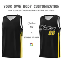 Black Yellow Classic Sport Game Basketball Jersey 3