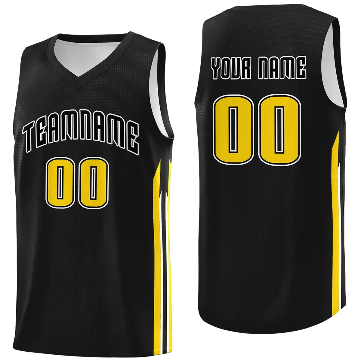 Black Yellow Classic Sport Game Basketball Jersey
