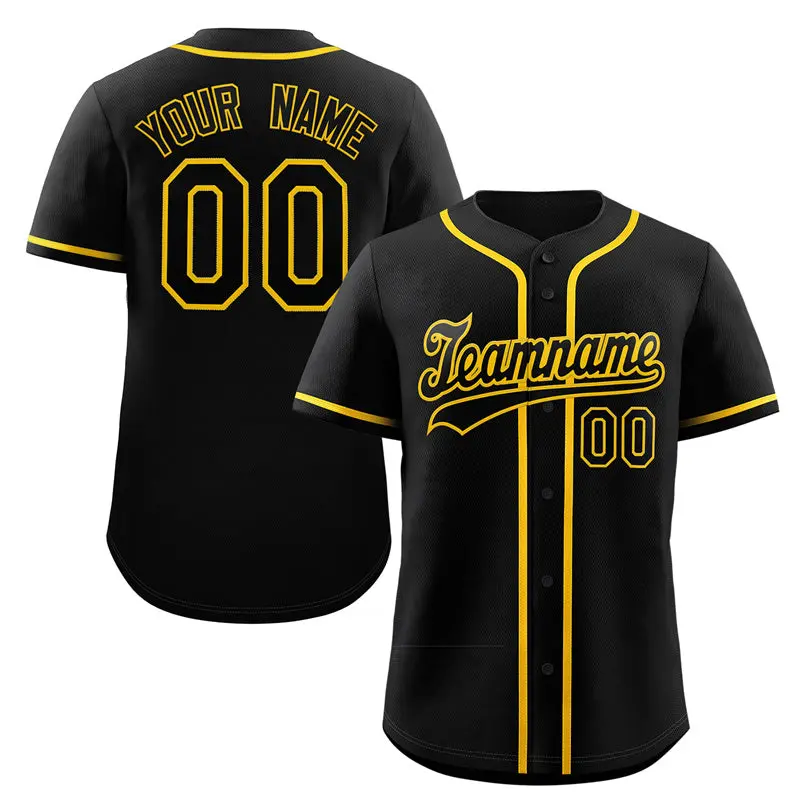 Black Yellow Classic Style Authentic Baseball Jersey