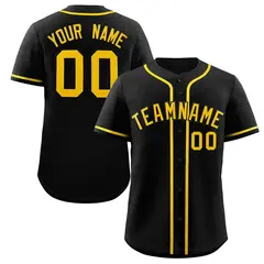 Black Yellow Classic Style Authentic Baseball Jersey 9