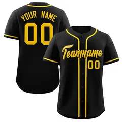 Black Yellow Classic Style Authentic Baseball Jersey 15