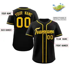 Black Yellow Classic Style Authentic Baseball Jersey 16