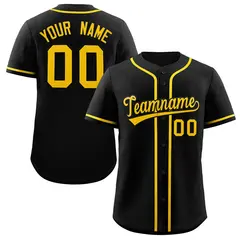 Black Yellow Classic Style Authentic Baseball Jersey 1