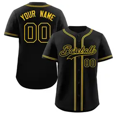 Black Yellow Classic Style Authentic Baseball Jersey