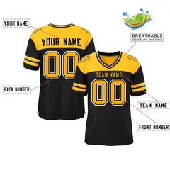 Black Yellow Color Block Authentic Football Jersey 2