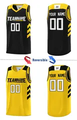 Black Yellow Double Side Basketball Jersey Set 2