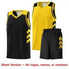 Black Yellow Double Side Sets Basketball Jersey 3