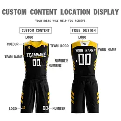 Black Yellow Double Side Sets Basketball Jersey 5