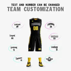 Black Yellow Double Side Sets Basketball Jersey 2