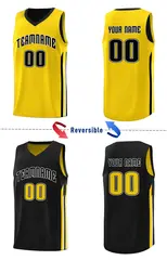 Black Yellow Double Side Sets Basketball Jersey for Men 3