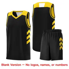Black Yellow Double Side Sets Basketball Jersey for Men 3