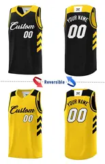 Black Yellow Double Side Sets Basketball Jersey for Men 5