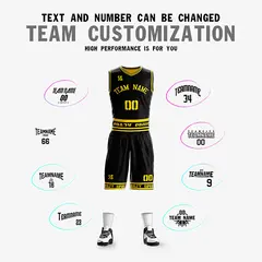 Black Yellow Double Side Sportswear Basketball Jersey 2