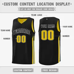 Black Yellow Double Side Tops Training Basketball Jersey 2
