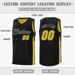 Men's Black Yellow Double Side Training Basketball Jersey 2