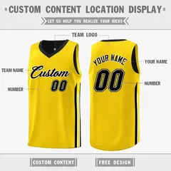 Men's Black Yellow Double Side Training Basketball Jersey 3