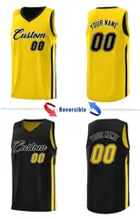 Men's Black Yellow Double Side Training Basketball Jersey 4