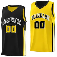 Black Yellow Double Side Training Fashion Basketball Jersey