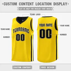 Black Yellow Double Side Training Fashion Basketball Jersey 3