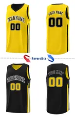 Black Yellow Double Side Training Fashion Basketball Jersey 4