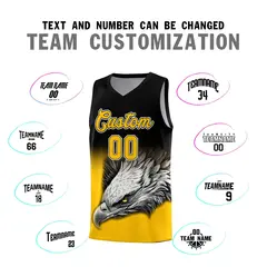 Black Yellow Eagle Graffiti Pattern Basketball Jersey 2
