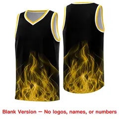 Black Yellow Flame Graffiti Pattern Basketball Jersey 6